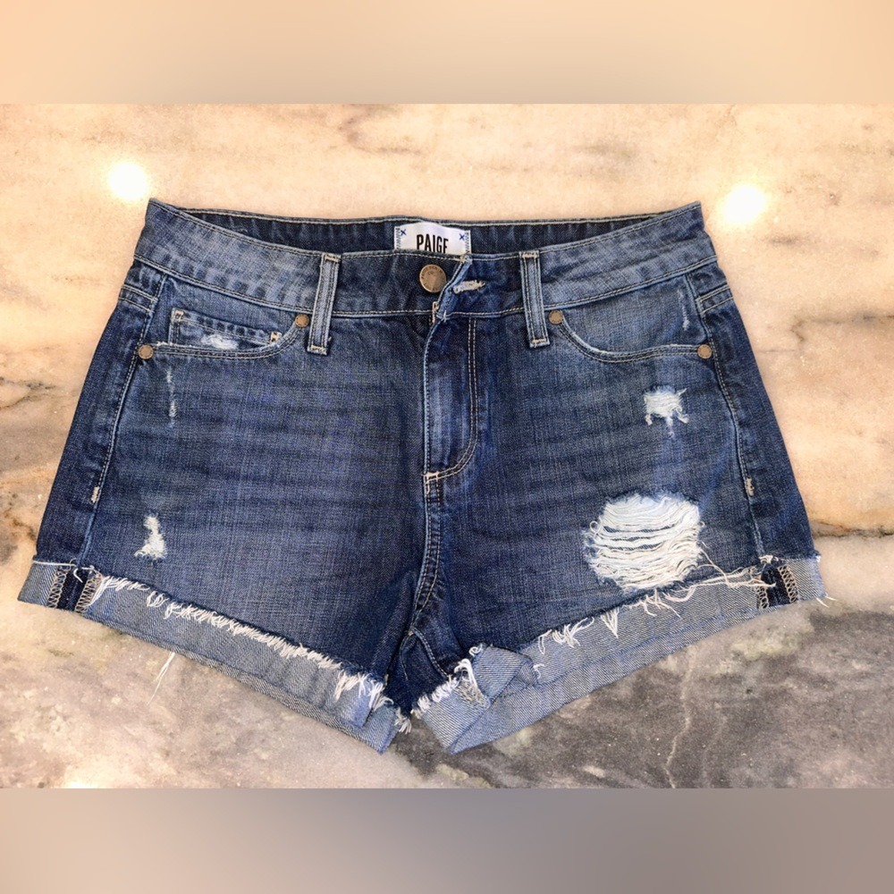 Paige Size 25 Women's Distressed‎ Denim Shorts - Blue